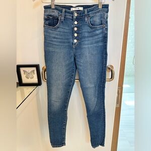 Joe's Jeans Button Fly High Rise Skinny Ankle Blue Denim